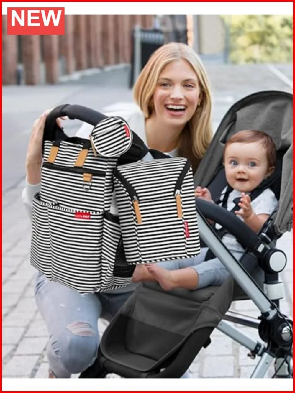 Insulated Double Baby Bottle Bag Cooler with Freezer Pack & Stroller Strap